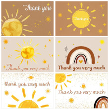 60 stuks Boho Sun Baby shower bedankkaarten Eerste reis rond de zon bedankkaarten Inclusief 30 stuks enveloppen en 30 stuks Sunshine Blank Ca