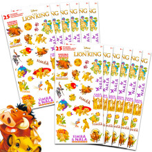 Lot de 12 feuilles d'autocollants Disney Roi Lion pour garons et filles ~ Lot de 12 feuilles d'autocollants pour fte d'anniversaire d'enfants |