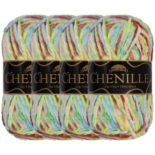 Jubil?umsgarn Chenillegarn - kamgarn - 100 g/n?gle - Hawaiki - Broget flerfarvet fl?jl - H?kle- og strikkegarn - 4 n?gler