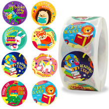 Dierlijke Leesbeloningsstickers, Motiverende Stickers voor Kinderen, 500 Stuks 1,5 Inch Ronde Cartoon Stickers