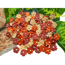 HukDok Mini Bloemen met Draadsteel Moerbei Papieren Bloem Versiering Kaart Craft Supplies Scrapbooking DIY Kaart Ambachtelijke Projecten. (Bruine