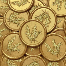 100St Gold & Gold Wachsiegel Aufkleber Handgemachte Umschlagversiegelungen Selbstklebende Wachsaufkleber für Hochzeiten, Einladungen