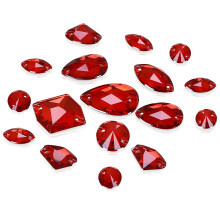 DONGZHOU Sy p? Rhinestone Mix Form Flatback Sy p? perler med huller Glas Rhinestones Krystal ?delstene Syning af sten til t?j Bekl?dningsgenstand