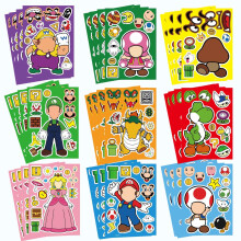 36 arkkia Mario Make a Face Tarrat Sarjakuvakirja Askartelu lapsille Tee-se-itse-juhlatarvikkeita Suosittelee omiasi sekoitettuna ja yhdisteltyn eri