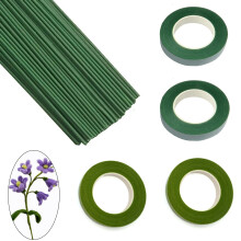 Swpohrat 50 Stck 2 Gauge 11,8 Zoll Blumenstieldraht und 4 Rollen 1/2 Zoll breites grnes Blumenband zum Basteln von Pfeifenreinigern, Blumenstruen