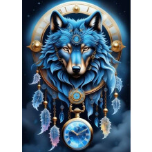 Offito Kits de pintura de diamante de lobo para adultos principiantes atrapasueρos kits de arte de diamante para adultos lobo DIY 5D redondo diam