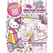 Bendon Hello Kitty Play Packs | Hello Kitty Party Favors | 10 mini-legepakker | Inkluderer mini Hello Kitty farvepude 2 mini farveblyanter og kli