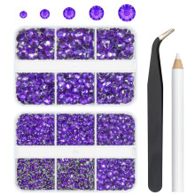 qiipii 3060 STK M?rk lilla harpiks Krystal Rhinestones til h?ndv?rk Dyb lilla Flatback Resin Rhinestone 2mm 3mm 4mm 5mm 6mm 5 st?rrelser Non-Hotf