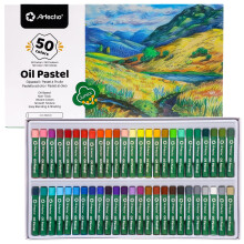 Artecho Oljepastell Set med 50 frger (8 x 60 mm) Mjuka oljepastell fr konstmlning Ritning Blanda konsttillbehr fr konstnrer Nybrjare Stude
