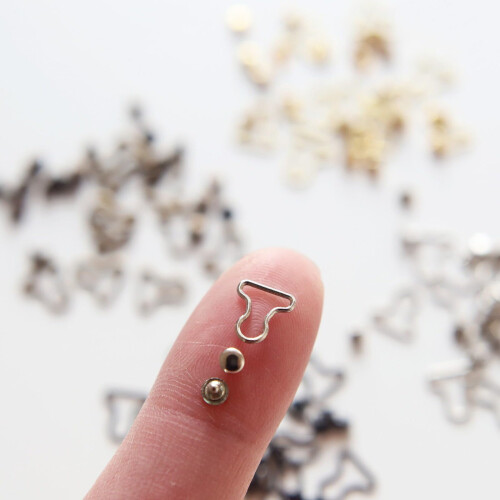 6mm/0.24'' (Inner Diameter) Super Tiny Overall Buckles and Studs Doll Mini Buckles for Doll Sewing Projects (20PCS) (Bronze) 1