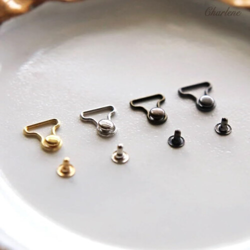 6mm/0.24'' (Inner Diameter) Super Tiny Overall Buckles and Studs Doll Mini Buckles for Doll Sewing Projects (20PCS) (Bronze) 2