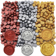 300 Stck goldene Wachssiegelperlen, metallische rote Siegelwachsperlen fr Wachssiegelstempel, silberne Wachssiegelperlen, Set mit 3 Farben, per