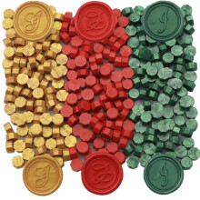 300 Stck weihnachtliche Wachssiegelperlen, Kieferngrn, Siegelwachsperlen, Gold fr Wachssiegelstempel, rote Wachssiegelperlen, Set mit 3 Farben