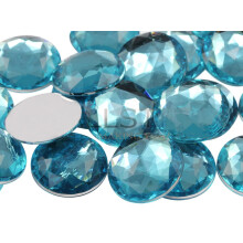 20 mm flad bagside, rund akryl Rhinestones Plastic Circle Gems til kostumefremstilling Cosplay Jewels Pro Grade - 20 stykker (Blue Aqua H109)