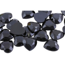 18mm Jet Black H101 s plochm zadnm srdcem Akrylov kamnky Plastov drahokamy Plastov biuterie Ozdoby - 30 kusu