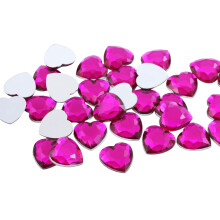 18mm Pink Fuchsia H108 Flad Ryg Hjerte Akryl Rhinestones Plast Perler Plast Kostume Juveler Udsmykning - 30 stk.