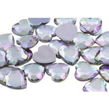 18mm krystal AB H702 iriserende flad ryg hjerte Akryl rhinestones Plast ?delstene Plast Kostume Juveler Udsmykning - 30 stk.