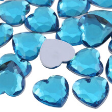 18mm Bl? Aqua H109 Flad Ryg Hjerte Akryl Rhinestones Plast Perler Plast Kostume Juveler Udsmykning - 30 stk.