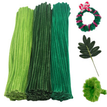 Swpohrat 300-delige Shades of Green pijpreiniger knutselset 3 verschillende kleuren dikke pluizige chenille-pijpenragers voor doe-het-zelf-knutse