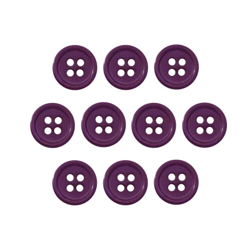 Knapper 1/2 tomme (1/2) 4 hul 10 stykker - (lilla)