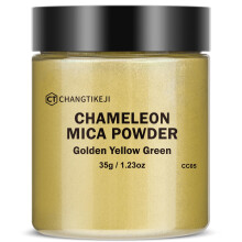 CHANGTIKEJI Polvo de mica camaleσn 35 g de gran capacidad Polvo de mica de cambio verde amarillo dorado para resina epoxi Polvo de pigmento cambi