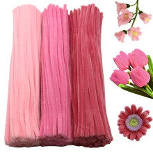 Swpohrat 300 stuks Shades of Pink Pipe Cleaner Craft Set 3 verschillende kleuren Dikke Fuzzy Chenille Stem Pipe Cleaners voor DIY Craft Flower Pr