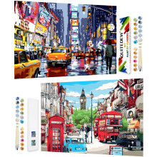 QUITEDEW 2 csomagos szmok szerinti festk kszlet felnotteknek Kezdo Times Square Paint by Number Kits felnotteknek Barkcsols utcai olajfestmny d