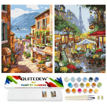 QUITEDEW Paint by Numbers Kit til voksne 2 Paint Paint by Number Kits til begyndere By oliemaleri til voksne i farverig boks Havekunsth?ndv?rk ti