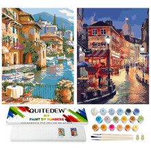 QUITEDEW 2 csomagos szmok szerinti festk kszlet felnotteknek Paint by number kszletek kezdoknek barkcsol olajfestmny felnotteknek sznes doboz