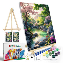 JOOZ Paint by Numbers Kit felnotteknek kerettel Tjfests szm szerint Vszon Hegyi Festk szm szerint festollvnnyal DIY Flowers Scenery Olajfestm