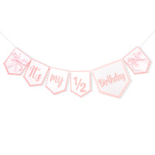 Banner It's My Half Birthday Banner - estimescn dvc dekorace Banner s ruovou mal Sladk dort Smash Foto rekvizity Mal princezna Ruov stuha