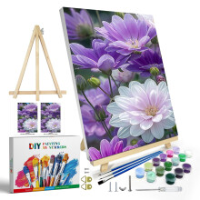 JOOZ Paint by Numbers-s?t til voksne med rammeblomster Maling efter numre til voksne Mal efter numre L?rred til voksne med staffeli DIY Akryl-oli