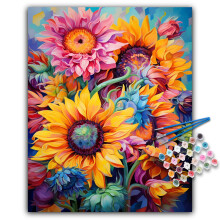 Offito Kit di pittura con i numeri per adulti - Girasoli Kit di pittura con i numeri per adulti su tela per principianti Girasoli Kit di pittura