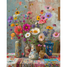 PRASIO Kit di pittura con i numeri per adulti Principiante Fiori Kit di pittura per adulti con i numeri su tela Pittura ad olio acrilica fai da t