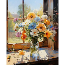 PRASIO Dipingi con i Numeri Kit per Adulti Principiante Fiore Facile Dipingi con i Numeri Kit per Adulti su Tela Fai da Te Pittura ad Olio Acrili