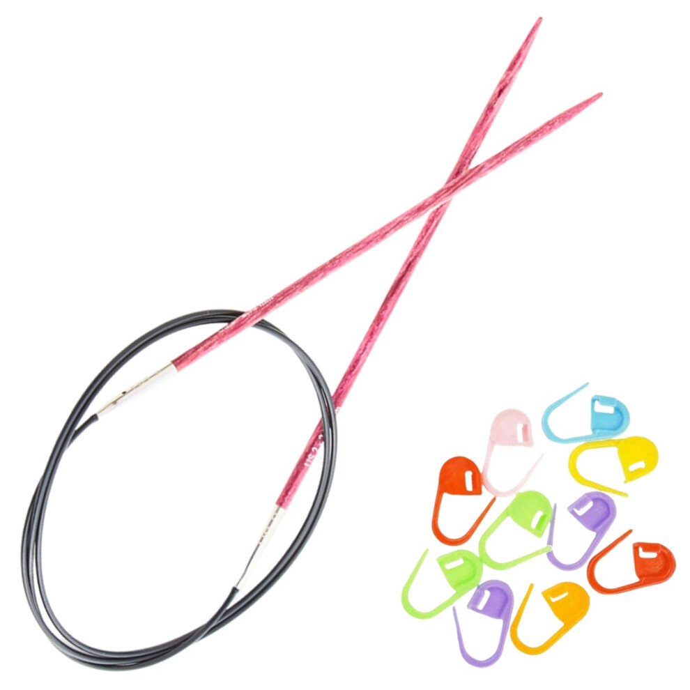 Knitpro Dreamz Circular Knitting Needles 24 Inch Size 2 (60Cm 2.75Mm) With 10 Colorful Stitch Markers