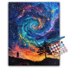 Kit di pittura con i numeri per adulti principianti - Cielo stellato acrilico kit di pittura per adulti con numeri su tela Paesaggio fantastico A