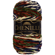 Jubilee Garn Chenille-garn - kamgarn - 100 g/n?ste - Shangri-La - broget flerfarvet fl?jl - h?kle- og strikkegarn - 1 n?gle