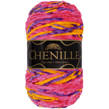 Jubil?umsgarn Chenillegarn - kamgarn - 100 g/n?ste - Agartha - broget flerfarvet fl?jl - H?kle- og strikkegarn - 1 n?gle