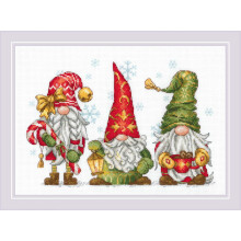 RIOLIS - Jolly Gnomes 2234 Kerstborduurpakketten 11""x8 Borduurpakketten voor beginners en gevorderden Borduurpakketten voor volwassenen Geteld St
