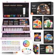 Shuttle Art Deluxe ajndkmuvszeti kszlet 202 rszes fbl kszlt muvszeti kellkkszlet 4 rajzlappal Vszonfestkek Akril Festk Ceruzk Olajpas