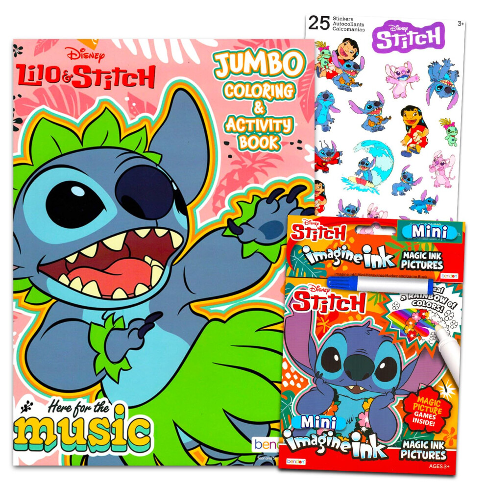 Disney Lilo And Stitch Coloring And Activity Book Set - Bundle With Lilo And Stitch Sticker Activity Book Stitch Imagine Ink Mess-Free Coloring Mor