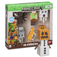 Mine Craft 3D Erasers 6er-Pack Deluxe-Sammlerset mit 12 ikonischen Charakteren zum Sammeln. Besitzen Sie die gesamte Serie