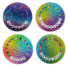 StickerBeans De Originele Rhinestone Sticker - Vriendschapsarmband Set van 4 (2" x 2", 4-Pack) - Sprankelend, Plakrug, Vormgegeven