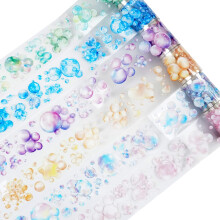 MiyouLuna - Juego de 6 rollos de cintas PET de burbujas, pegatinas coloridas precortadas para diario, αlbumes de recortes y manualidades con clip