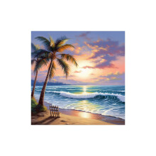 eovv 5D Coconut Tree Beach Sunset Scenic Diamond Art Painting Kit til voksne DIY Full Drill Crystal Rhinestone Arts and Crafts (12x12in)