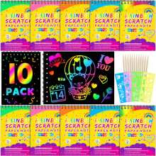 Festgaver til b?rn 4-8-12: 10-pack Scratch Rainbow Art Notesbog Farverigt h?ndv?rk Goodie Bags-s?t Bulkgaver til Valentines P?skekurvestoppere F?
