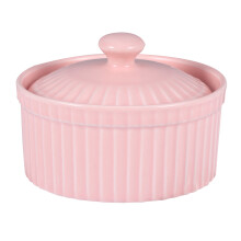 keramik backschale hitzebeständig mit deckel für pudding gelee dessert pink