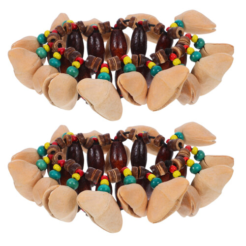 2 grappige Afrikaanse notendop armband djembe handbel