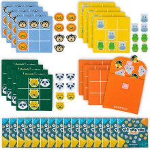BONNYCO Tic Tac Toe Game Pack 16 Jungle Dyr B?rnefest favoriserer Safari Goodie Bags Stuffers til b?rn 3-5 4-8 Goody Bag Stuffers Pinata | Returg